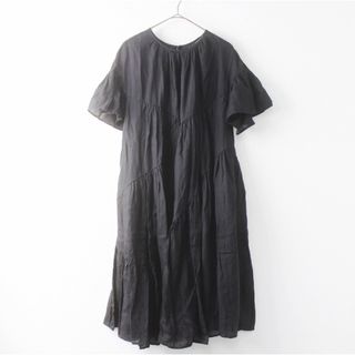 ネストローブ(nest Robe)のnest Robe ネストローブ リネン ブロッキング ワンピース ブラック(ロングワンピース/マキシワンピース)