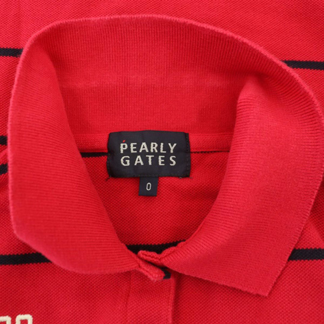 PEARLY GATES(パーリーゲイツ)のパーリーゲイツ GOLF ポロシャツ 半袖 ボーダー コットン 0 赤 レッド スポーツ/アウトドアのゴルフ(ウエア)の商品写真