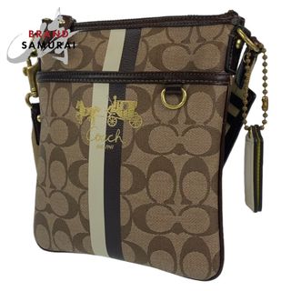 コーチ(COACH)のCOACH コーチ シグネチャー ベージュ 薄茶 ブラウン 茶色 ゴールド金具 レザー ショルダーバッグ 斜め掛けバッグ レディース 402391 【中古】(ショルダーバッグ)