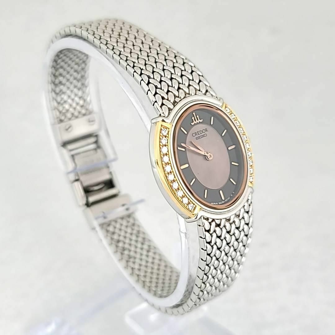 ☆【美品稼働品】 SEIKO クレドール ピンクシェル オーバル ダイヤ