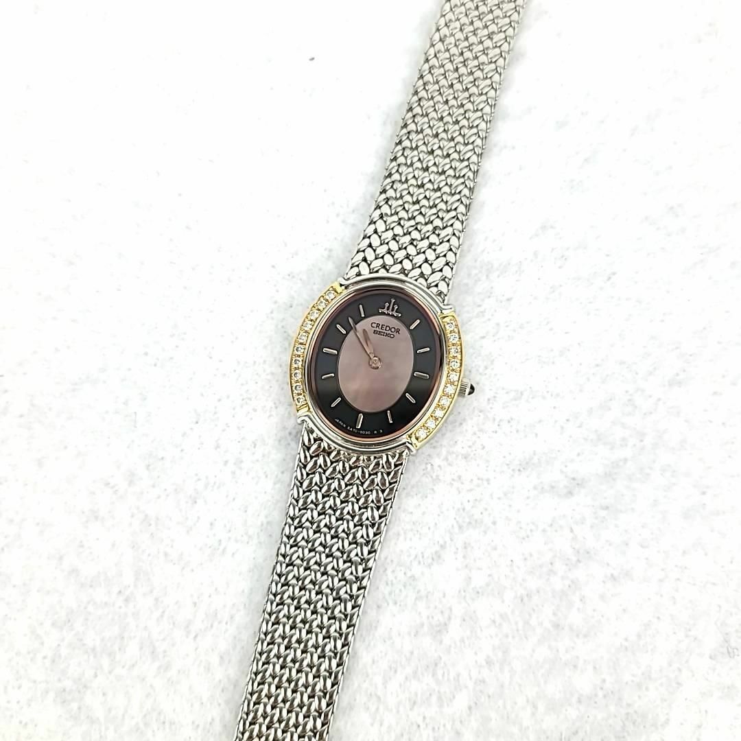 ☆【美品稼働品】 SEIKO クレドール ピンクシェル オーバル ダイヤ