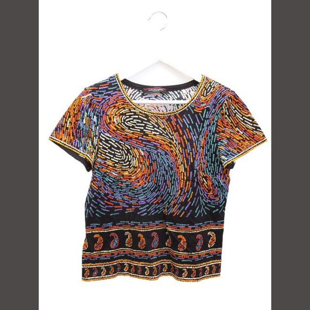 LEONARD - レオナール プリントTシャツ カットソー 40 黒 マルチカラー