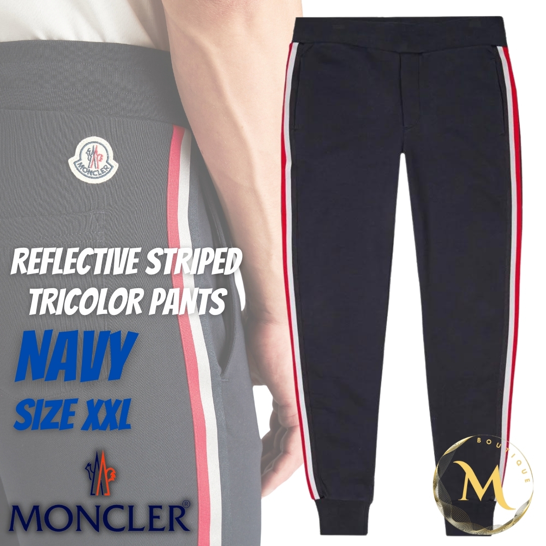 ☆未使用・本物保証☆MONCLER サイドライン入りスウェットパンツ XXL 紺