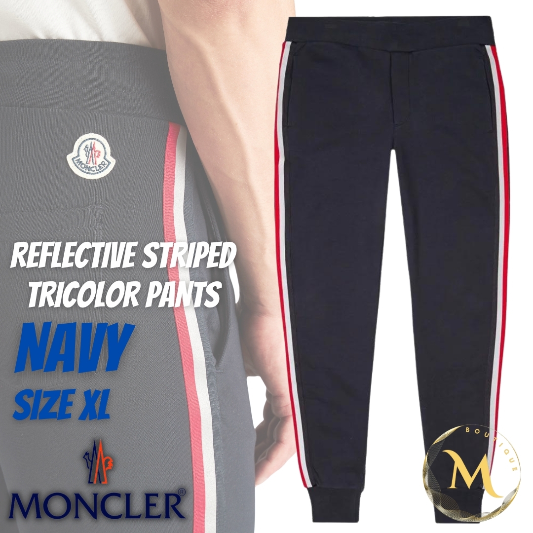 ☆未使用・本物保証☆MONCLER サイドライン入りスウェットパンツ XL 紺色