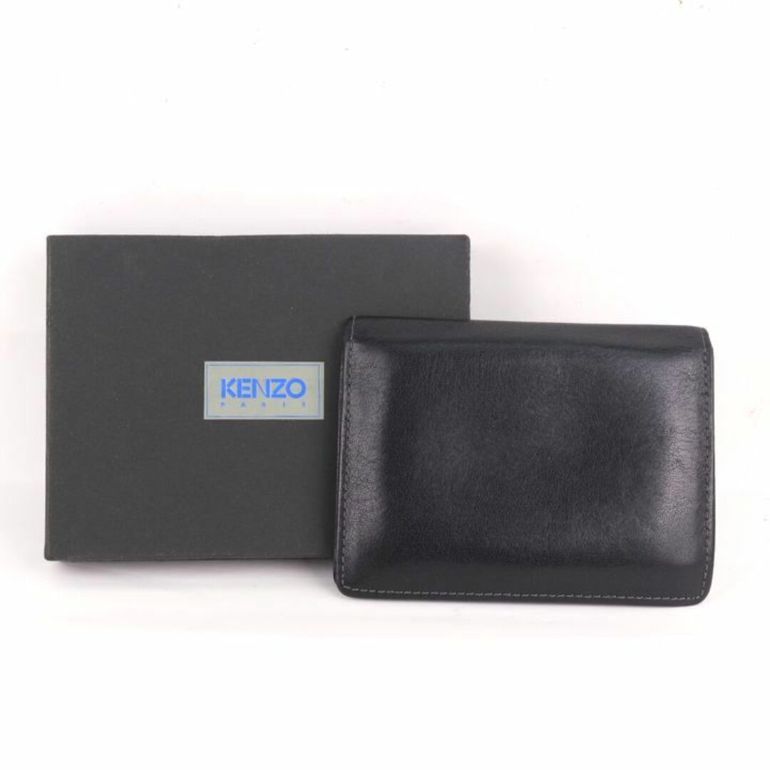 ケンゾー カードケース レザー 名刺入れ 定期入れ ブランド シンプル 黒 メンズ ブラック KENZO