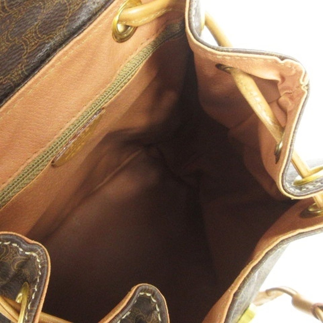 セリーヌ ヴィンテージ マカダム柄 リュックサック バックパック 巾着型 茶 鞄