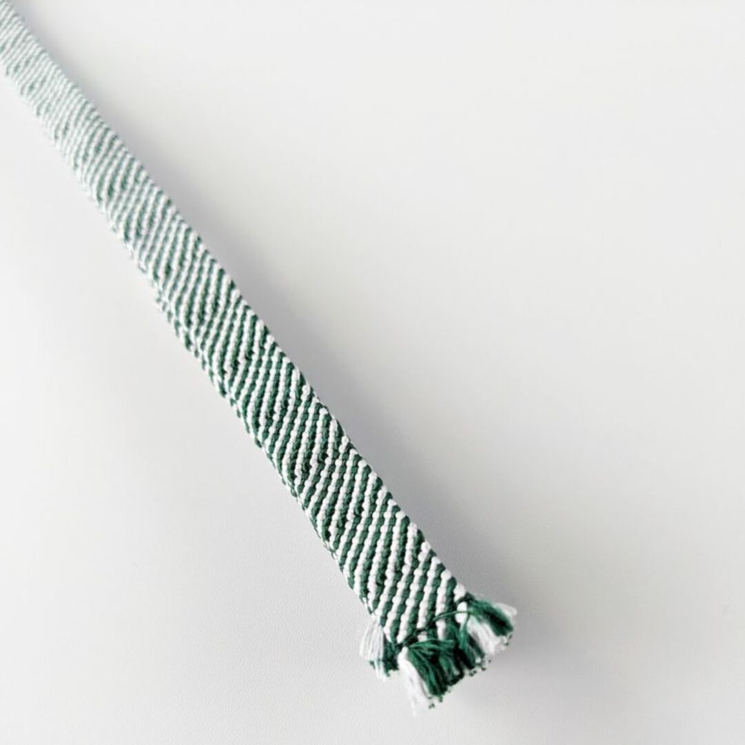 深緑/白　三分紐　ストライプ　日本製　正絹　Мサイズ