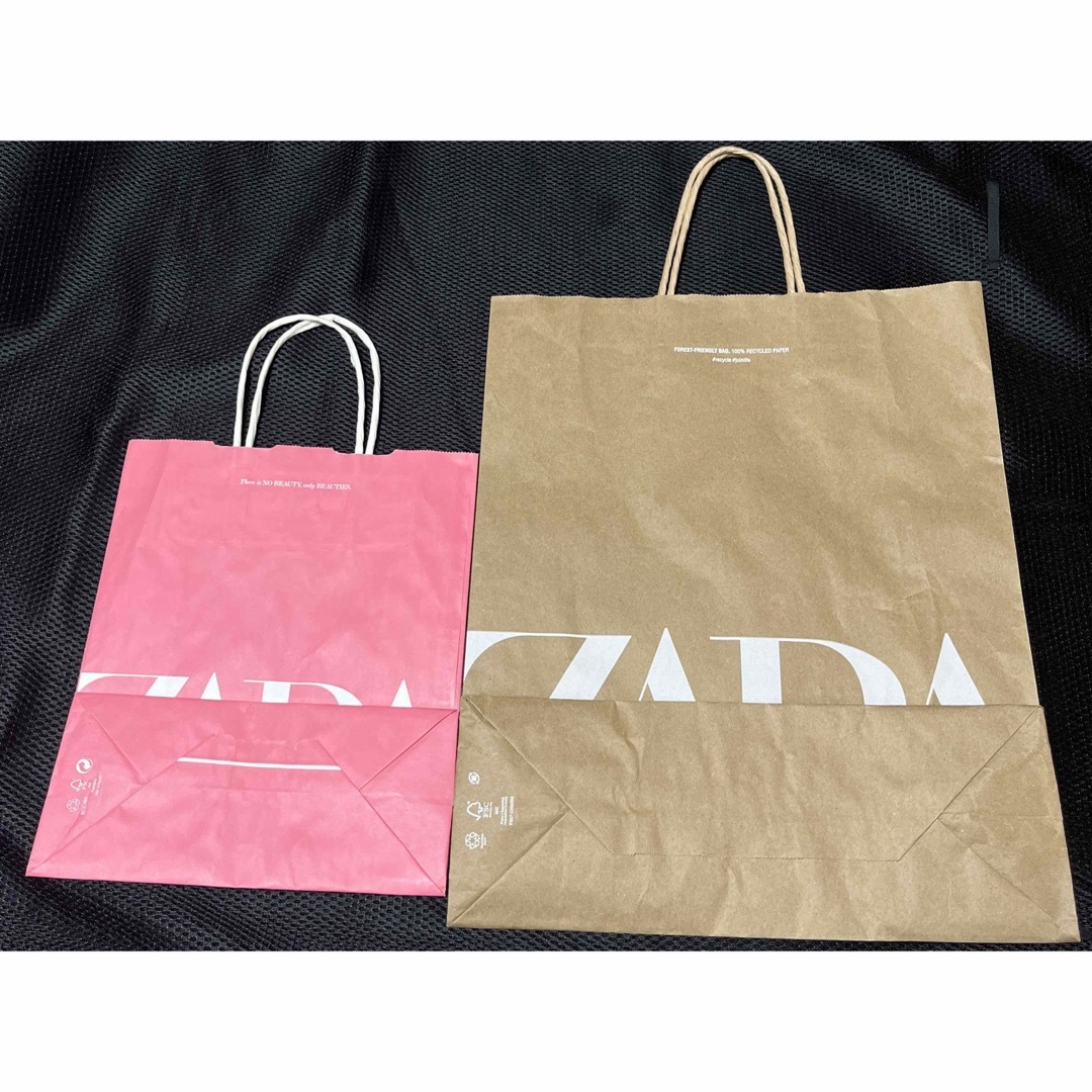 ZARA(ザラ)のZARA ザラ 紙袋 ショッパー 2点 通常 ピンク レディースのバッグ(ショップ袋)の商品写真