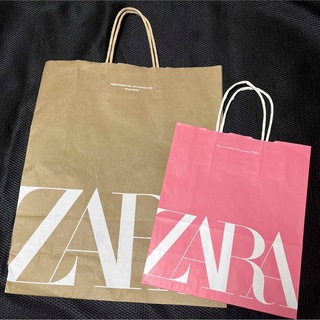 ザラ(ZARA)のZARA ザラ 紙袋 ショッパー 2点 通常 ピンク(ショップ袋)
