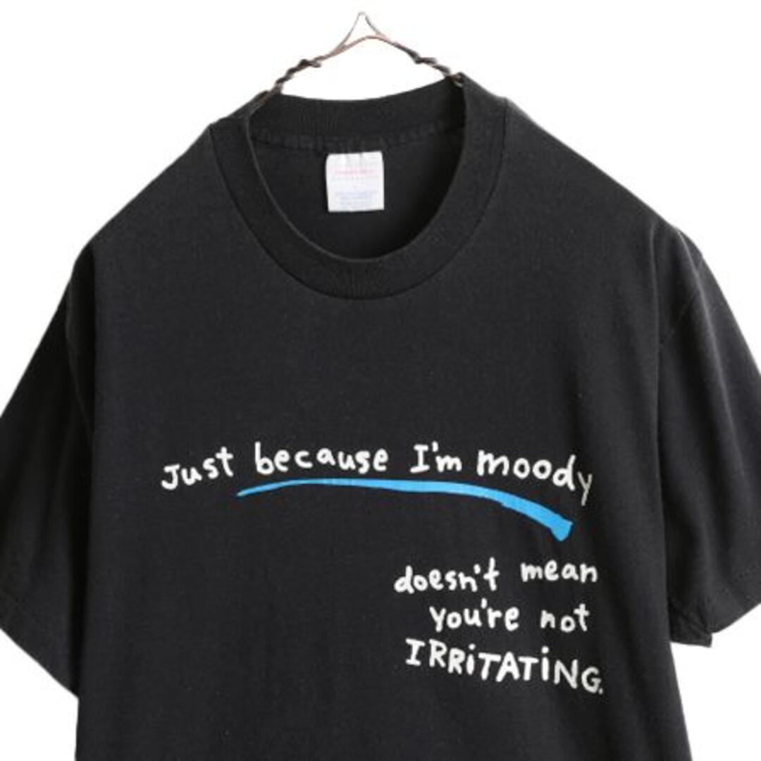 90s メッセージ プリント Tシャツ L ジョーク 黒 当時物 シンプル