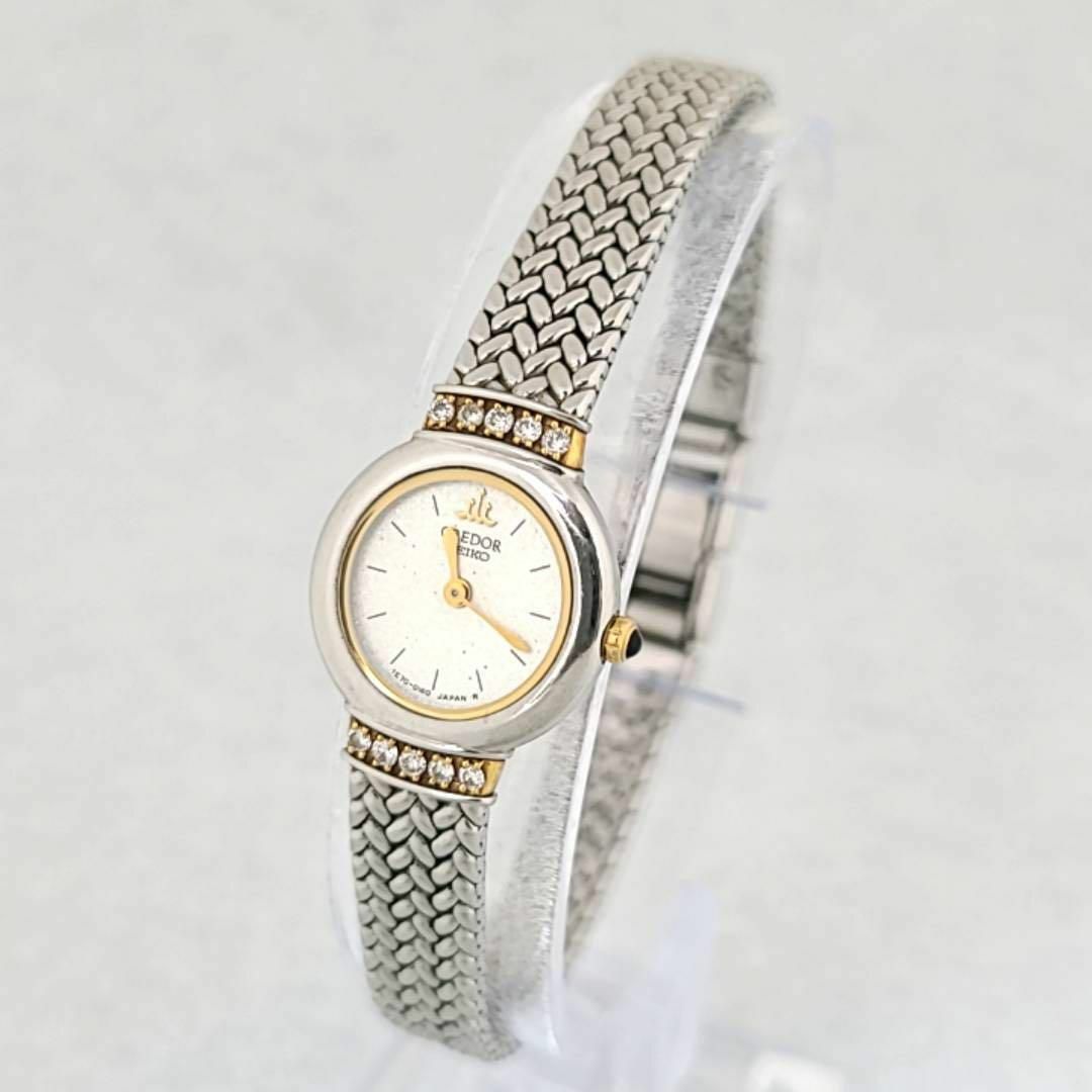 ☆【極美品稼働品】セイコー クレドール 8Pダイヤ SS×18KT-