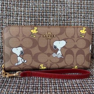 コーチ(COACH)のショップバック・箱付き　705  ウッドストック　ブラウン　シグネチャー(財布)