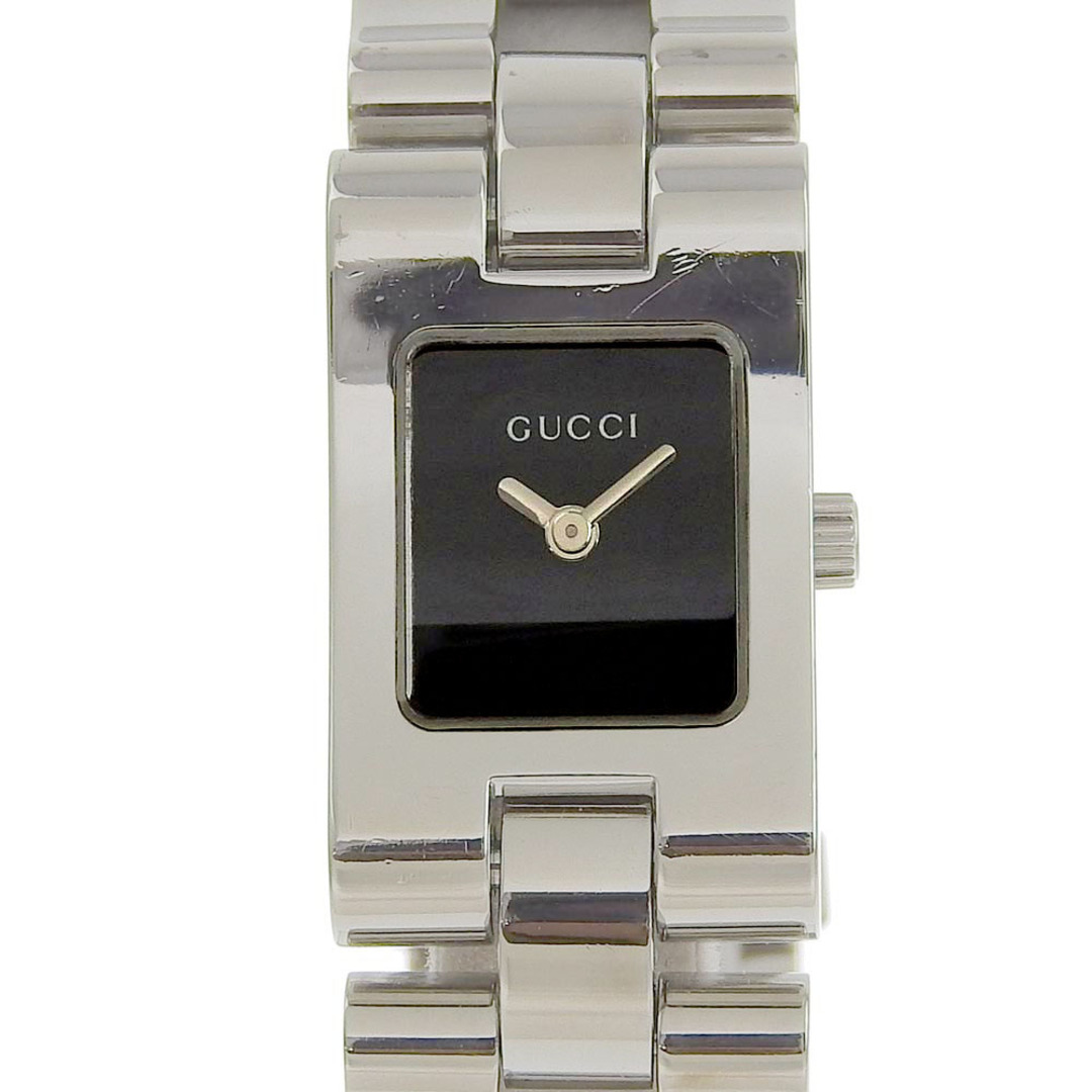 【GUCCI】グッチ 2305L ステンレススチール シルバー クオーツ アナログ表示 レディース 黒文字盤 腕時計のサムネイル