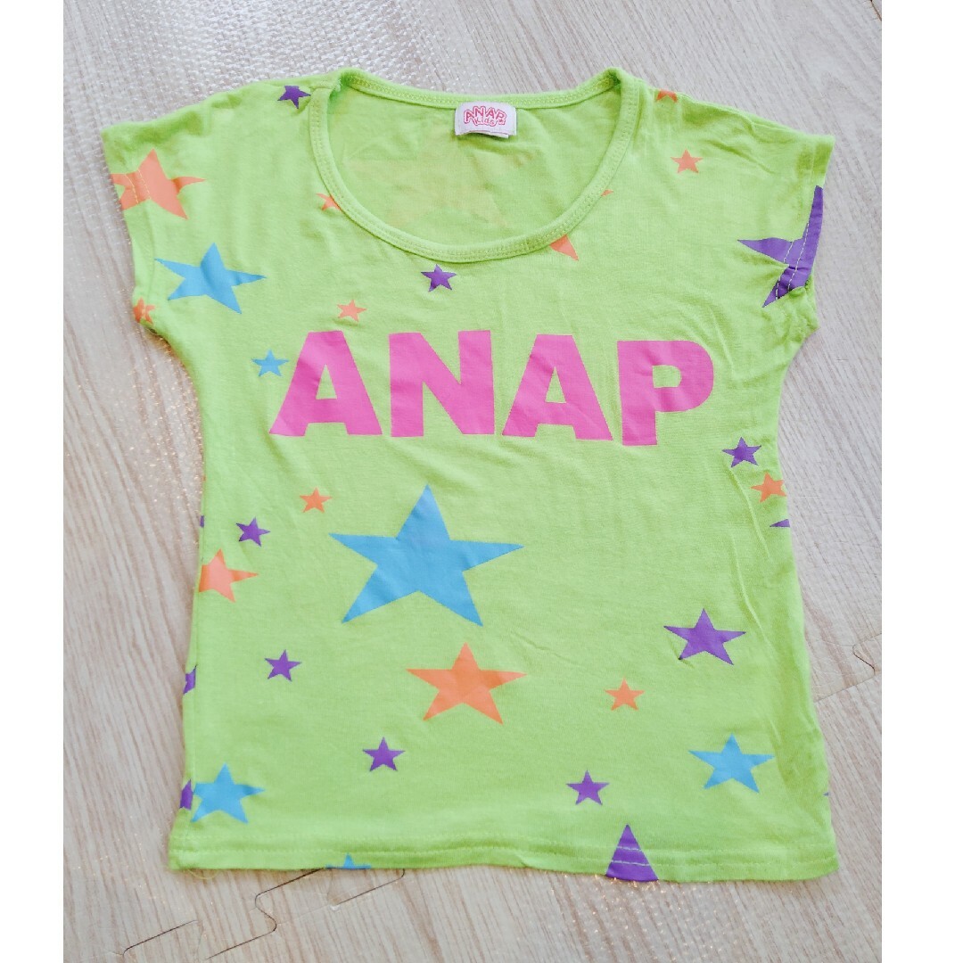 ANAP Kids(アナップキッズ)のANAP キッズ　こども服　100 男の子　女の子　星　黄緑　半袖　Tシャツ キッズ/ベビー/マタニティのキッズ服男の子用(90cm~)(Tシャツ/カットソー)の商品写真