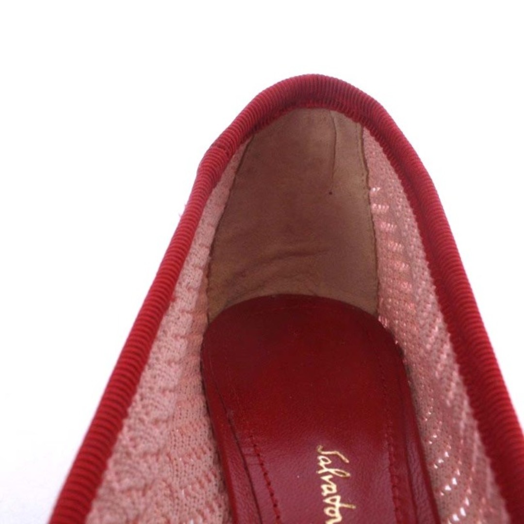 Salvatore Ferragamo(サルヴァトーレフェラガモ)のサルヴァトーレフェラガモ VIVA KNIT パンプス 6.5C ピンク 赤 レディースの靴/シューズ(ハイヒール/パンプス)の商品写真