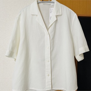 ユニクロ(UNIQLO)のユニクロ　リネンブレンドオープンカラーシャツ（半袖）セットアップ可能(シャツ/ブラウス(半袖/袖なし))