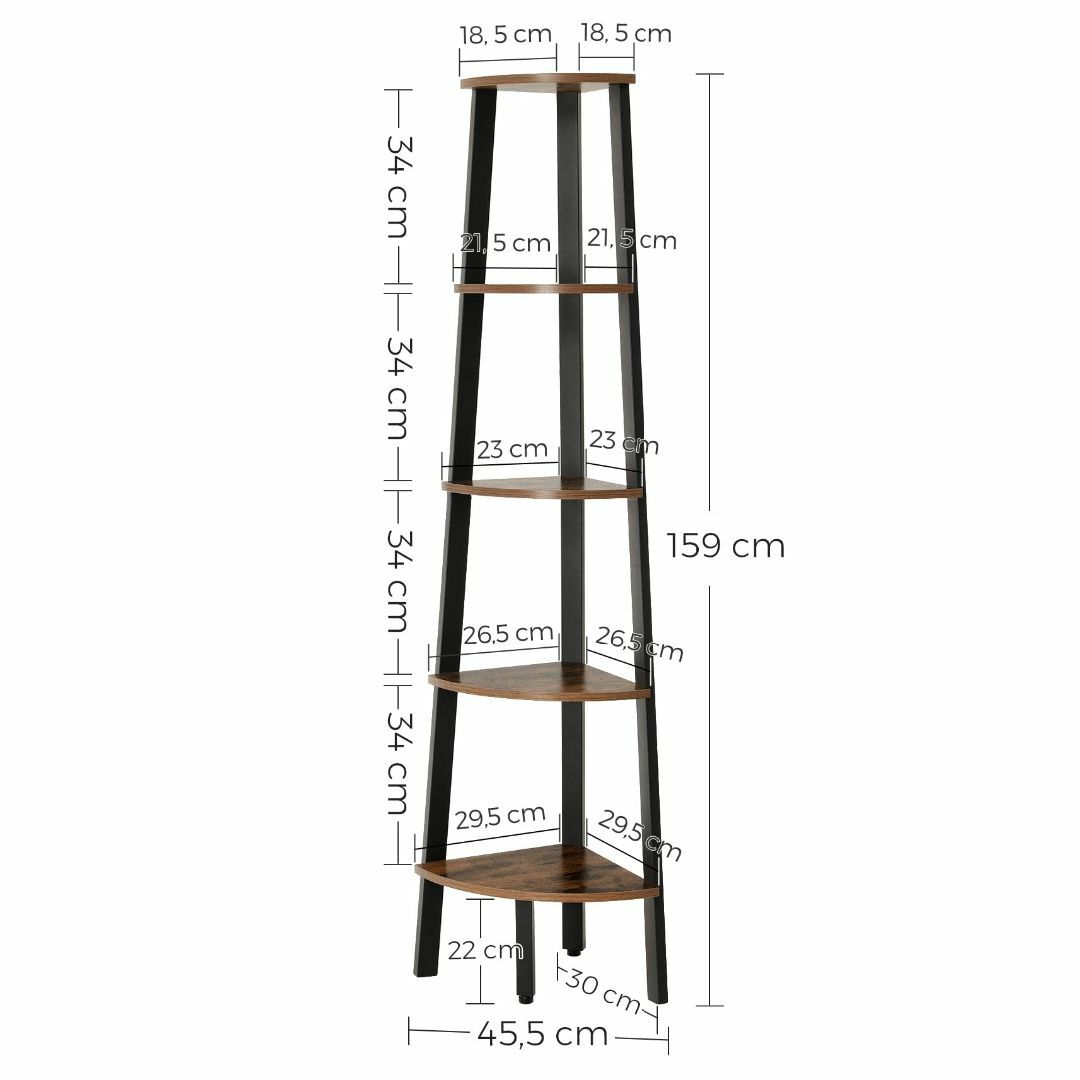 VASAGLE コーナーラック コーナーシェルフ 木製 おしゃれ 簡単組立て 収 4
