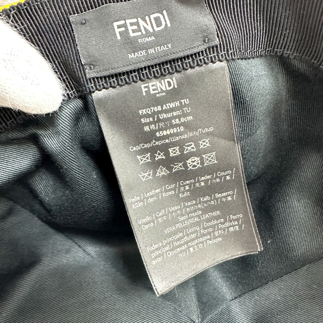 FENDI(フェンディ)のフェンディ FENDI ロゴ FXQ768 キャップ レザー イエロー 美品 メンズの帽子(キャップ)の商品写真