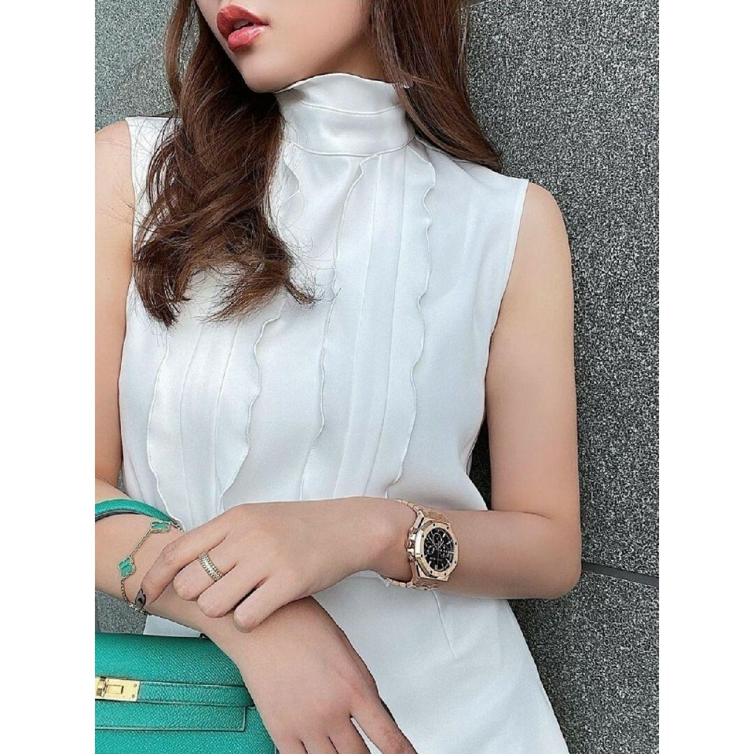 完売品】sheller シェリエ スリーブレスeleganceフリルブラウス