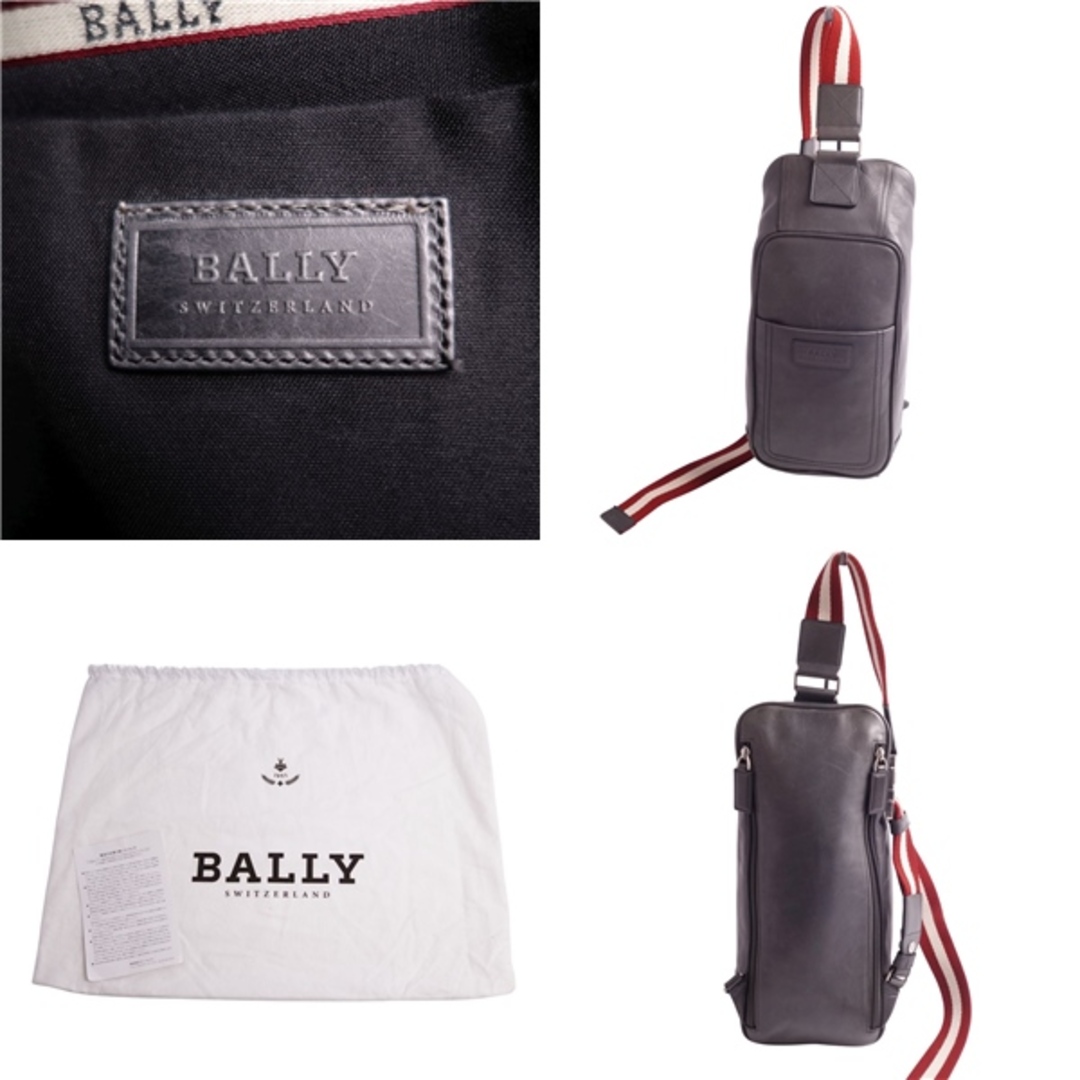 美品 BALLY バリー レザー ボディバッグ ショルダー グレー-