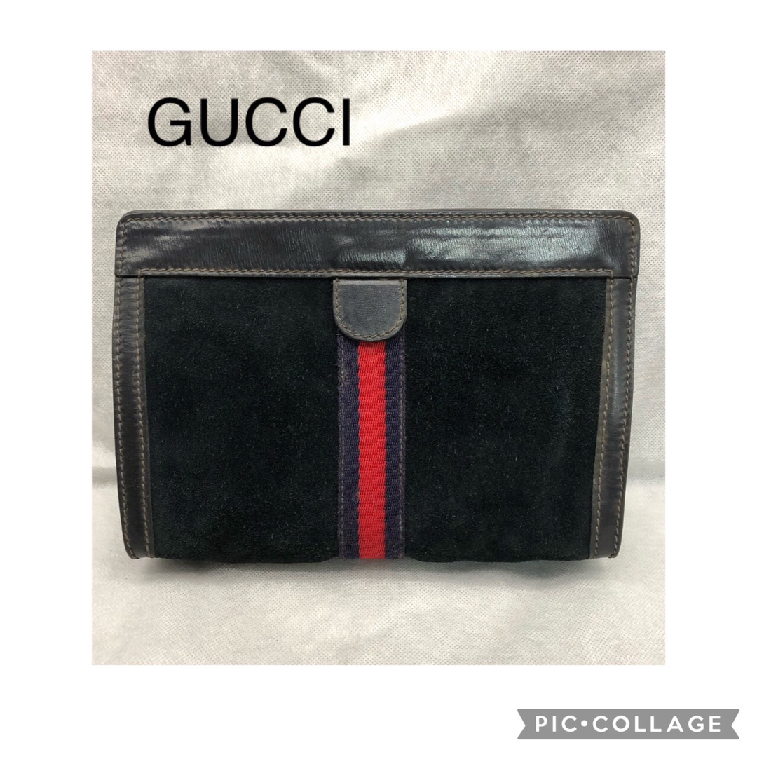 Gucci(グッチ)のGUCCI  グッチ シェリーライン スエードレザー  ミニクラッチバッグ  レディースのバッグ(クラッチバッグ)の商品写真