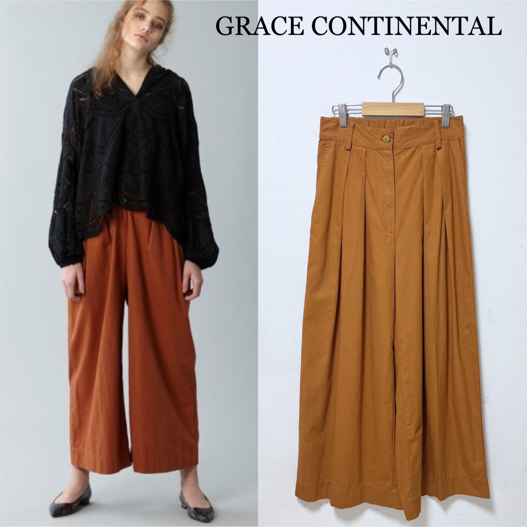 GRACE CONTINENTAL(グレースコンチネンタル)のGRACE CONTINENTAL コットンワイドパンツ タックワイドパンツ レディースのパンツ(カジュアルパンツ)の商品写真