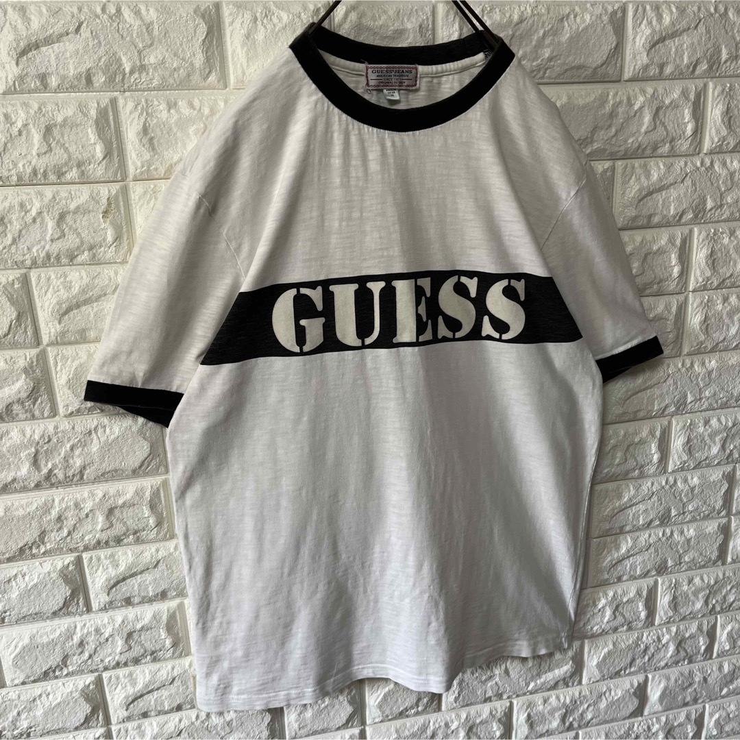 【GUESS JEANS】ゲスジーンズ S/S リンガーTee センターロゴ