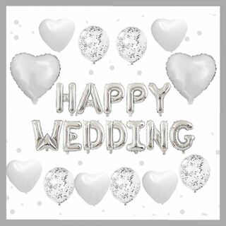HAPPY WEDDING 風船 バルーン お祝い 結婚式 ホワイト(ウェルカムボード)