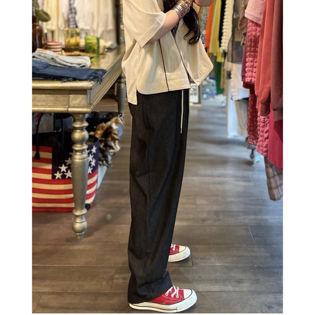 専用 marfa ライトデニムデザインバンディングパンツ-