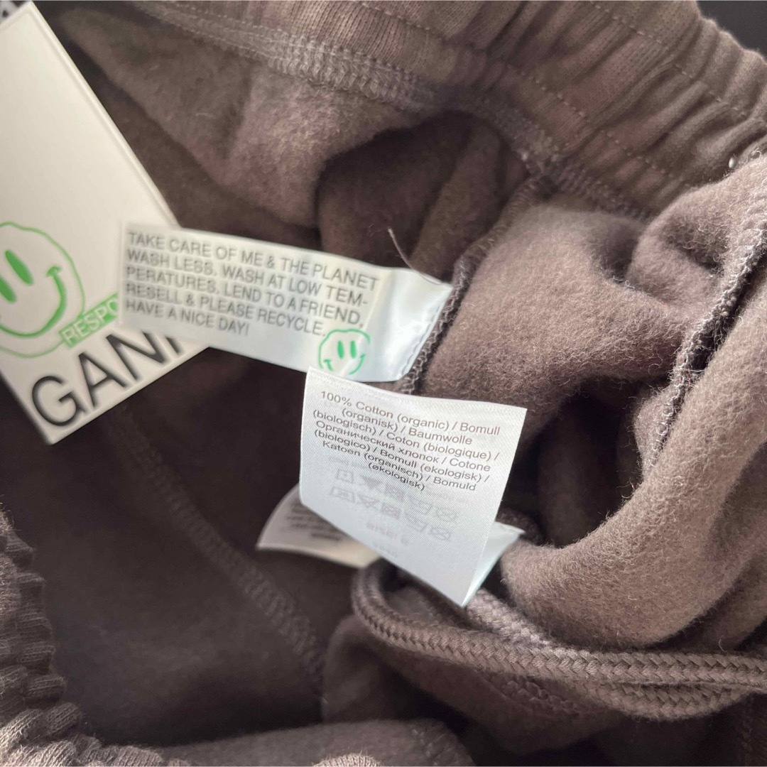 GANNI ガニー ロゴ入り デザインスウェットパンツ ブラウン Mサイズ
