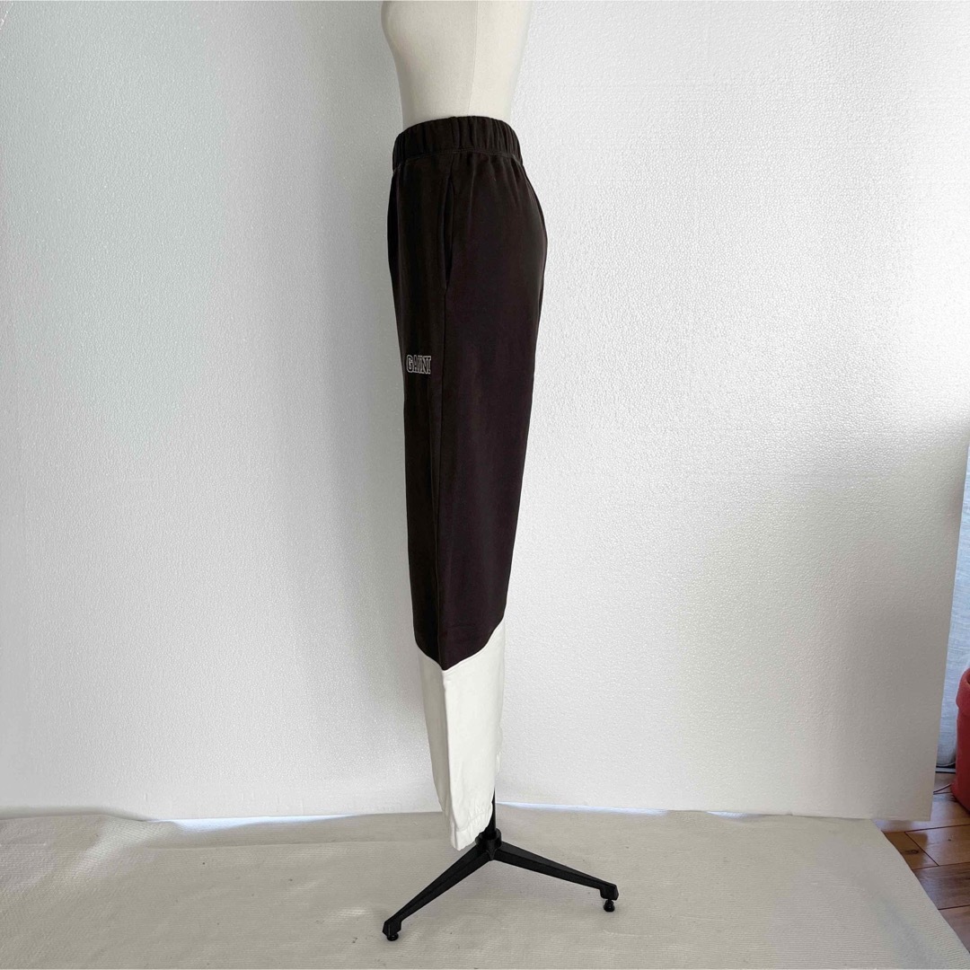 GANNI ガニー ロゴ入り デザインスウェットパンツ ブラウン Mサイズ
