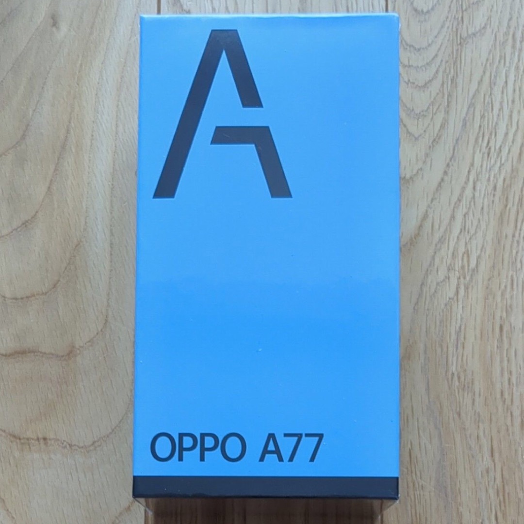 8つスマートフォン特徴OPPO A77 ブルー 新品未開封
