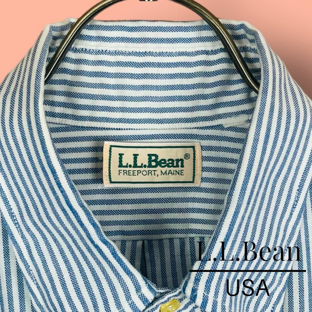 L.L.Bean(エルエルビーン)の【エルエルビーン】LLBEAN コットン 長袖 シャツ L ブルー ストライプ メンズのトップス(シャツ)の商品写真