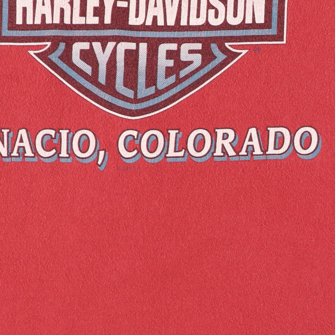 Harley Davidson(ハーレーダビッドソン)の古着 90年代 ヘインズ Hanes Harley-Davidson 両面プリント ハーレーダビッドソン モーターサイクル バイクTシャツ USA製 メンズM ヴィンテージ /eaa348301 メンズのトップス(Tシャツ/カットソー(半袖/袖なし))の商品写真