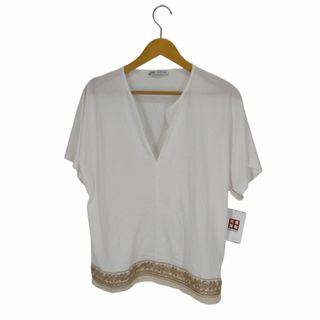 ザラ(ZARA)のZARA(ザラ) スパンコール装飾 スキッパーTシャツ レディース トップス(Tシャツ(半袖/袖なし))