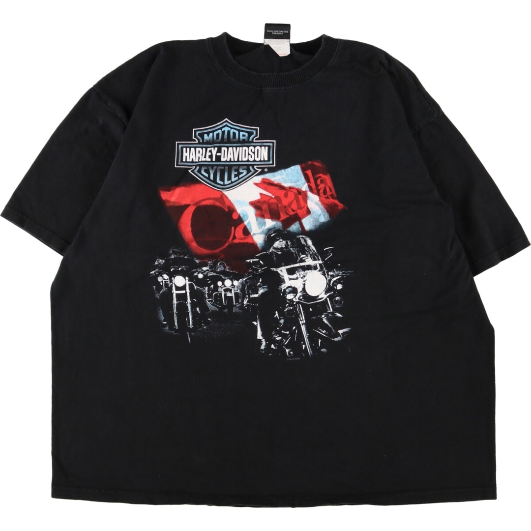 Harley Davidson(ハーレーダビッドソン)の古着 ハーレーダビッドソン Harley-Davidson 両面プリント モーターサイクル バイクTシャツ カナダ製 メンズXL /eaa348313 メンズのトップス(Tシャツ/カットソー(半袖/袖なし))の商品写真