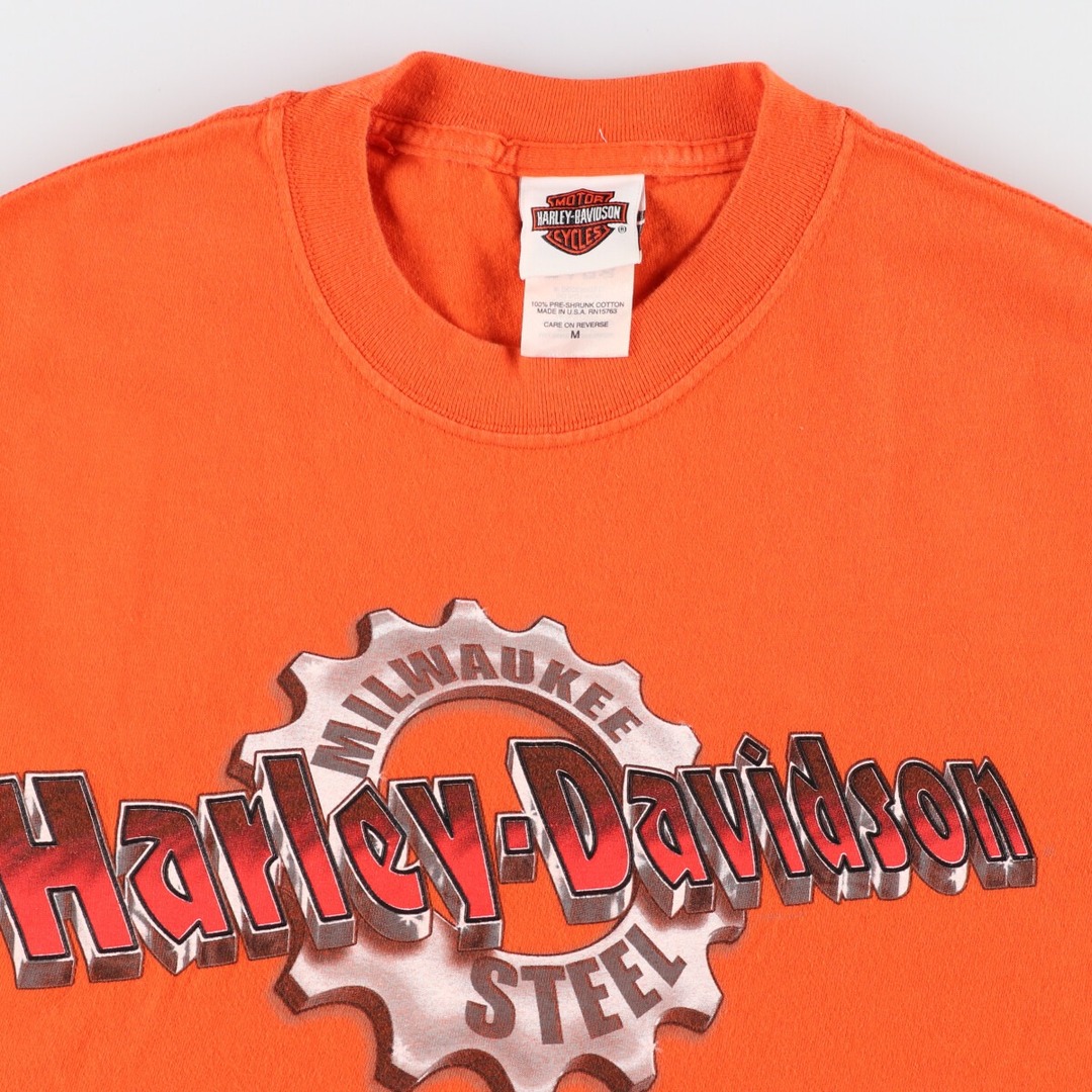 Harley Davidson(ハーレーダビッドソン)の古着 ハーレーダビッドソン Harley-Davidson 両面プリント モーターサイクル バイクTシャツ USA製 メンズM /eaa348962 メンズのトップス(Tシャツ/カットソー(半袖/袖なし))の商品写真
