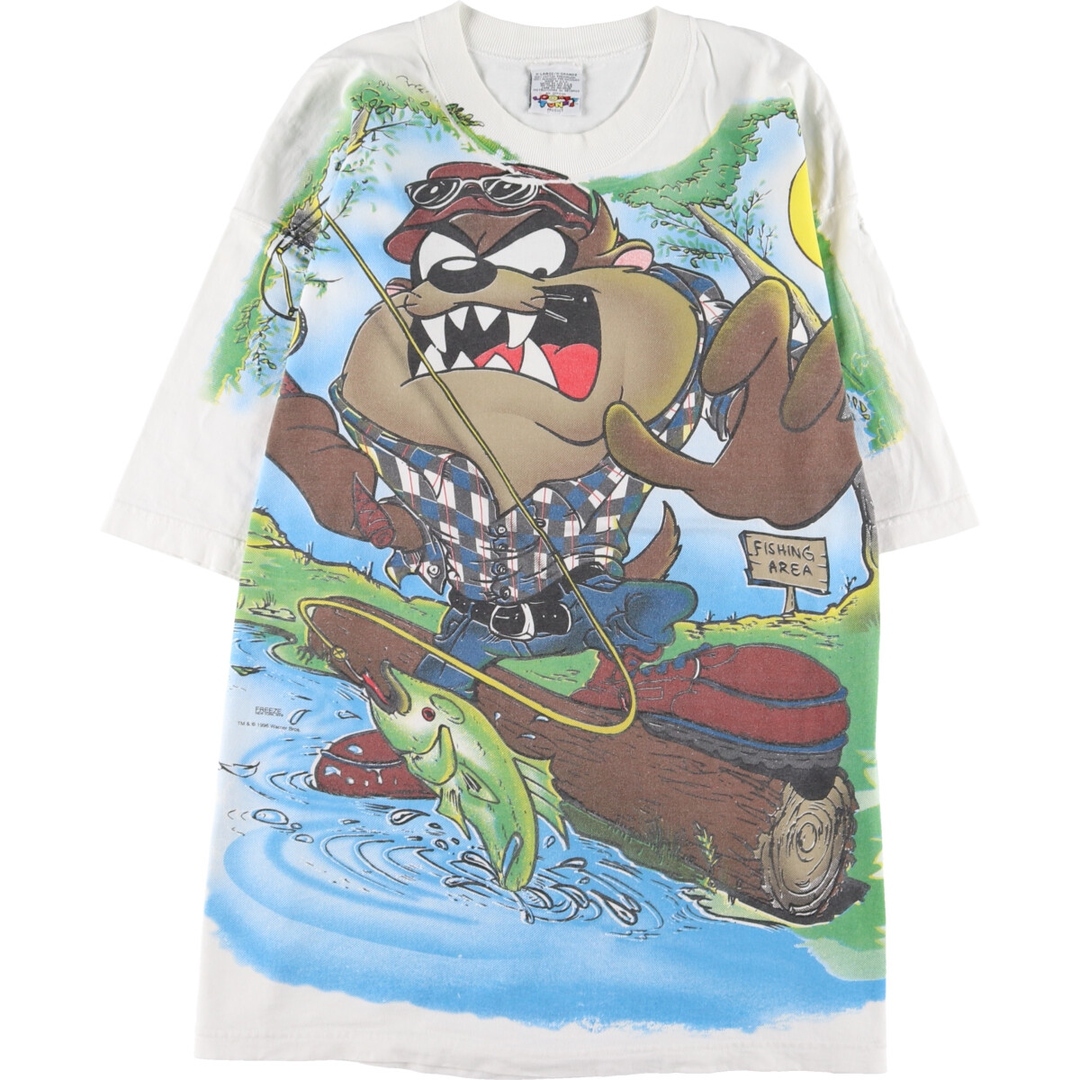 90年代 ルーニーテューンズ LOONEY TUNES TASMANIAN DEVIL タズマニアンデビル 大判 両面プリント キャラクタープリントTシャツ USA製 メンズXL ヴィンテージ /eaa347609