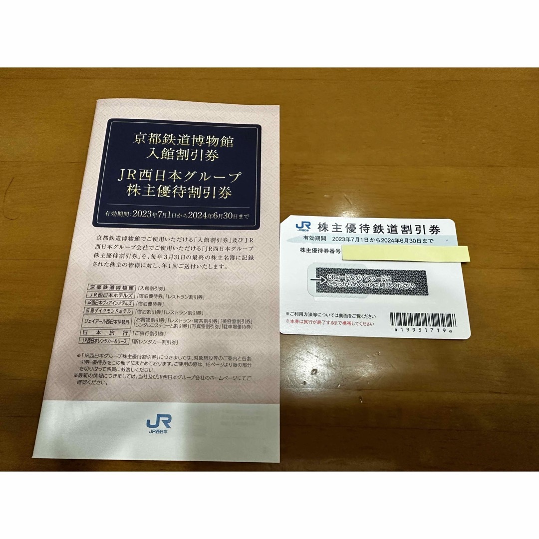 JR西日本株主優待鉄道割引券