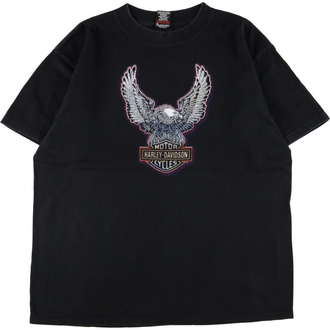古着 90年代 ハーレーダビッドソン Harley-Davidson 鷲柄 イーグル柄 両面プリント モーターサイクル バイクTシャツ USA製 メンズXL ヴィンテージ /eaa348363