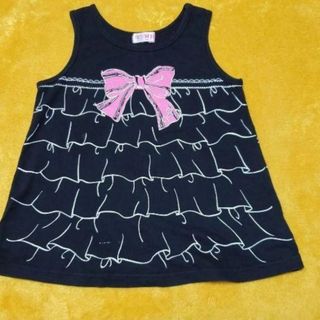 メゾピアノ(mezzo piano)の【お値下げ】mezzo piano♡Aライン リボンプリント トップス(130)(Tシャツ/カットソー)