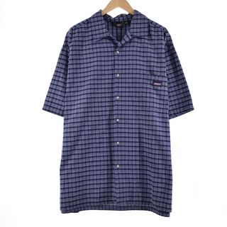 ディッキーズ(Dickies)の古着 ディッキーズ Dickies チェック柄 半袖 オープンカラー シャツ メンズXXL /eaa349107(シャツ)