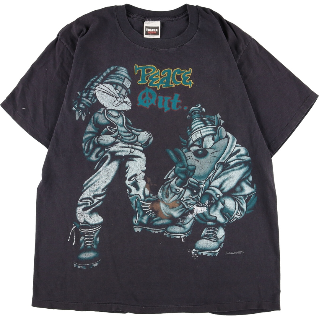 90年代 TULTEX バッグスバニー タズマニアンデビル 大判 両面プリント キャラクタープリントTシャツ USA製 メンズL ヴィンテージ /eaa347756