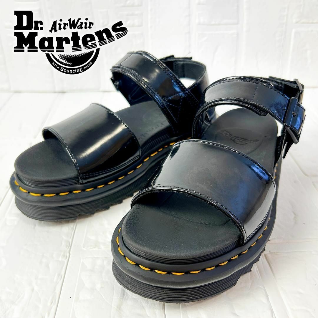 Dr.Martens(ドクターマーチン)の【良品】ドクターマーチン サンダル BLAIRE ブラックエナメル　UK5 レディースの靴/シューズ(サンダル)の商品写真