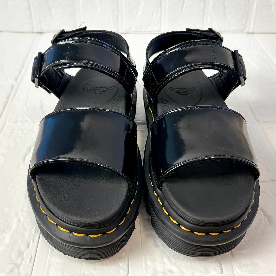 Dr.Martens(ドクターマーチン)の【良品】ドクターマーチン サンダル BLAIRE ブラックエナメル　UK5 レディースの靴/シューズ(サンダル)の商品写真