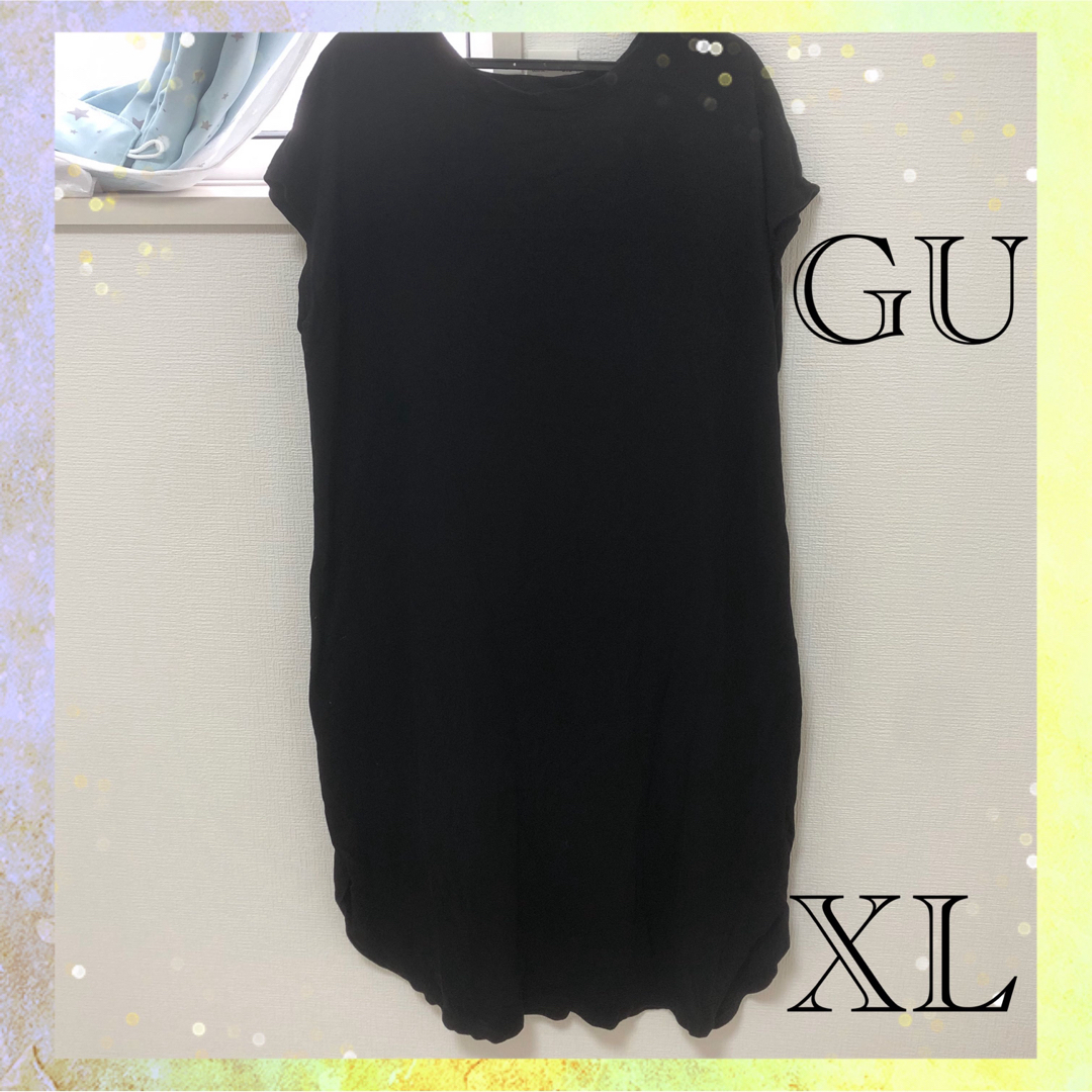 GU(ジーユー)のGU ワンピース　大きいサイズ　ゆったり　ブラック　黒　シンプル　XL レディースのワンピース(ひざ丈ワンピース)の商品写真