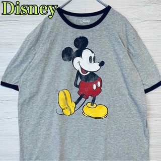 ディズニー(Disney)の【入手困難】Disney ミッキー　リンガー　Tシャツ　XLサイズ　ゆったり(Tシャツ/カットソー(半袖/袖なし))
