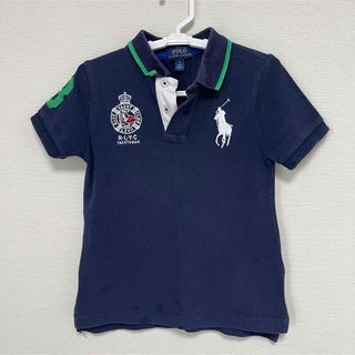 ポロラルフローレン(POLO RALPH LAUREN)のラルフローレン.ポロシャツ.ネイビー×グリーン.サイズ4.3ワッペン付き(Tシャツ/カットソー)