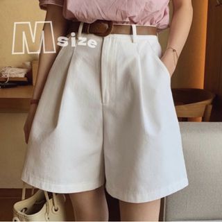 チノ ハーフパンツ 白 M ショートパンツ 無地 ボトム 綺麗 美品 韓国 (ハーフパンツ)