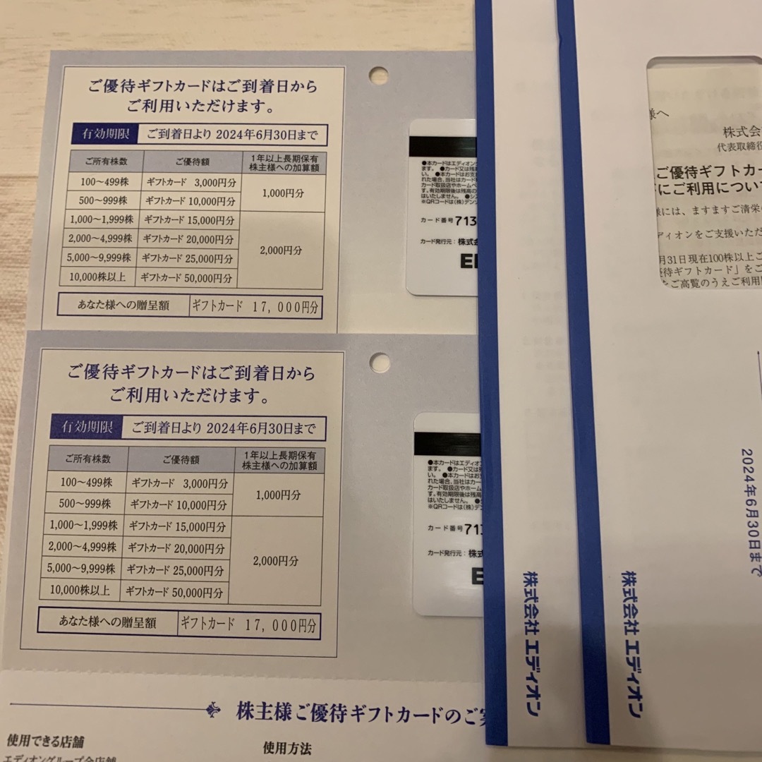 ショッピングエディオン　株主優待カード　34000円分